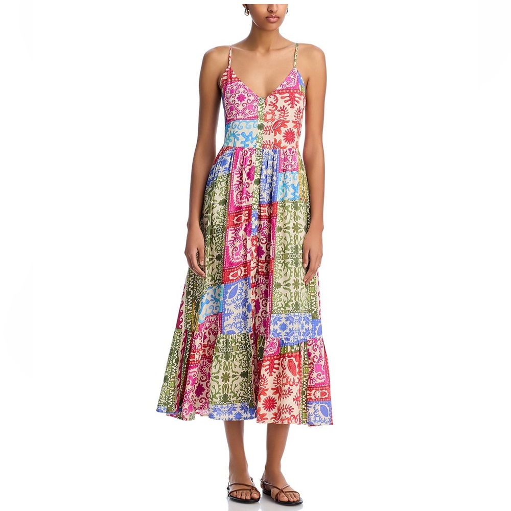 Aqua Colorful Patchwork Midi Dress